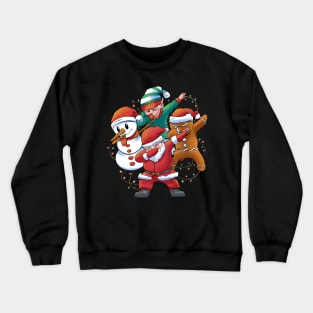 Dabbing Santa Claus snowman and other Christmas  characters and lights Crewneck Sweatshirt